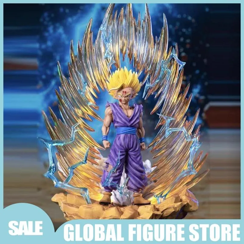 36cm Dragon Ball Super Saiyan 2 Gohan Action Figure Replaceable Head Body PVC Model with Light Desktop Decoration Dolls Toy Gift