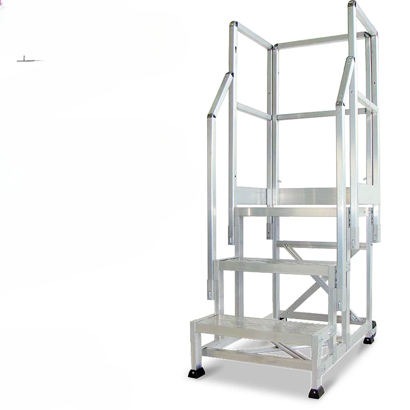 Climbing vehicle mobile platform ladder thickened aluminum alloy footstool warehouse handrail workbench