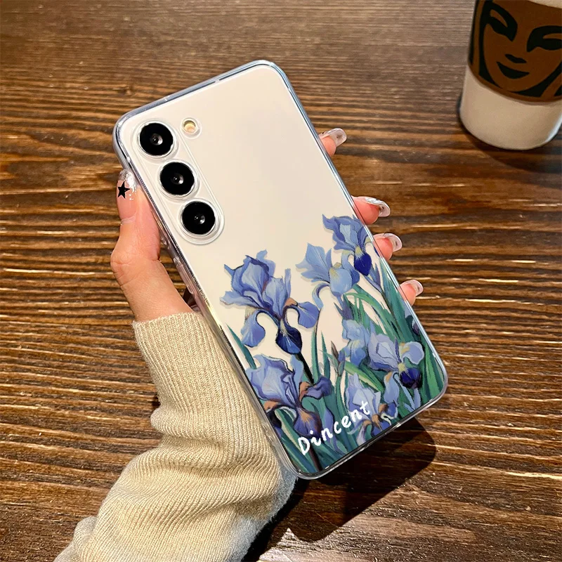 

Cute Ins Flower Transparent Phone Case For Samsung Galaxy S26 S25 S24 S23 S22 Ultra Plus Cover S25+ S22+ S23+ S24+ Fundas Shell