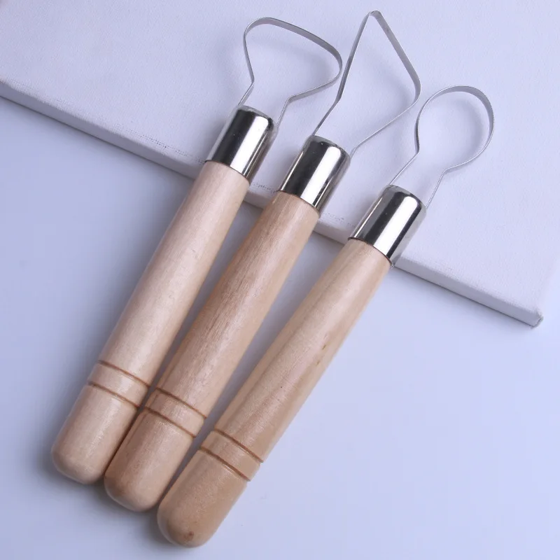 3/6pcs Clay Sculpting Tools Set,Stainless Steel Loop Pottery Tools With Wooden Handles,For Pottery,Sculpture,And Clay Art