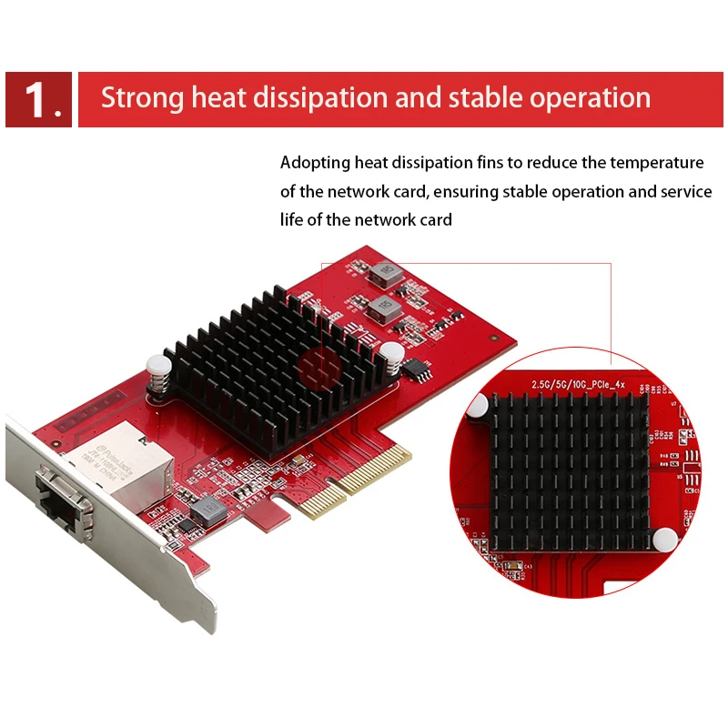 Imagem -02 - Rápido Adaptador de Rede Ethernet 10 Placa de Rede Gigabit Cartão Pcie Rj45 Acessórios de Computador Lan 10000mbps Aqc107 Jogo Chip