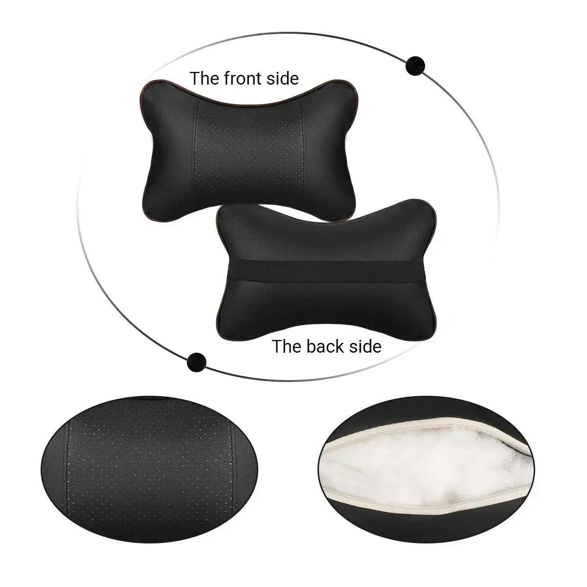 Car Leather Safety Pillow Auto Universal Headrest Breathe Car Auto Seat Head Neck Rest Cushion Pillow Auto Memory Cutton Pillow