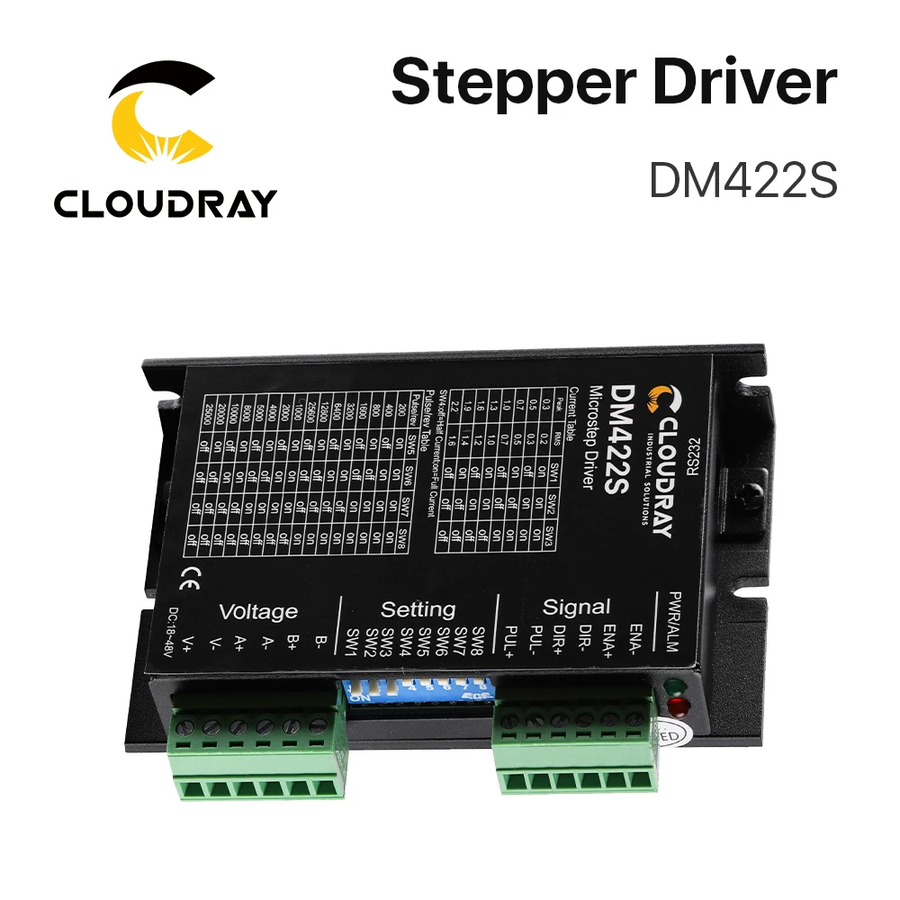 Cloudray 2-Phase Stepper Motor Driver DM422S Nema17 Motor 24-48VDC Voltage Output 0.3-2.2A Current for 2-Phase Motor CNC Machine