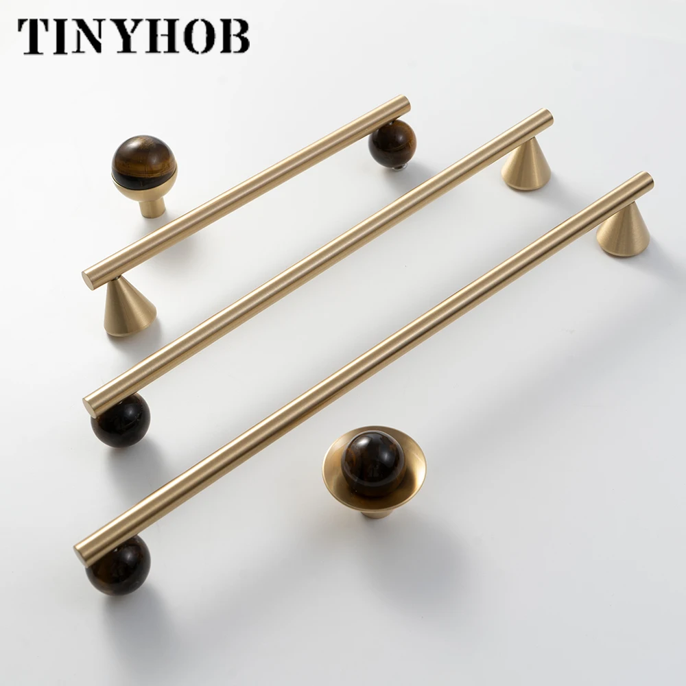 Tinyhob Luxury /Brass+ Ball Crystal Bathroom Cabinet Decoration Handle Cabinet Knob Personalized Drawer Long Handle