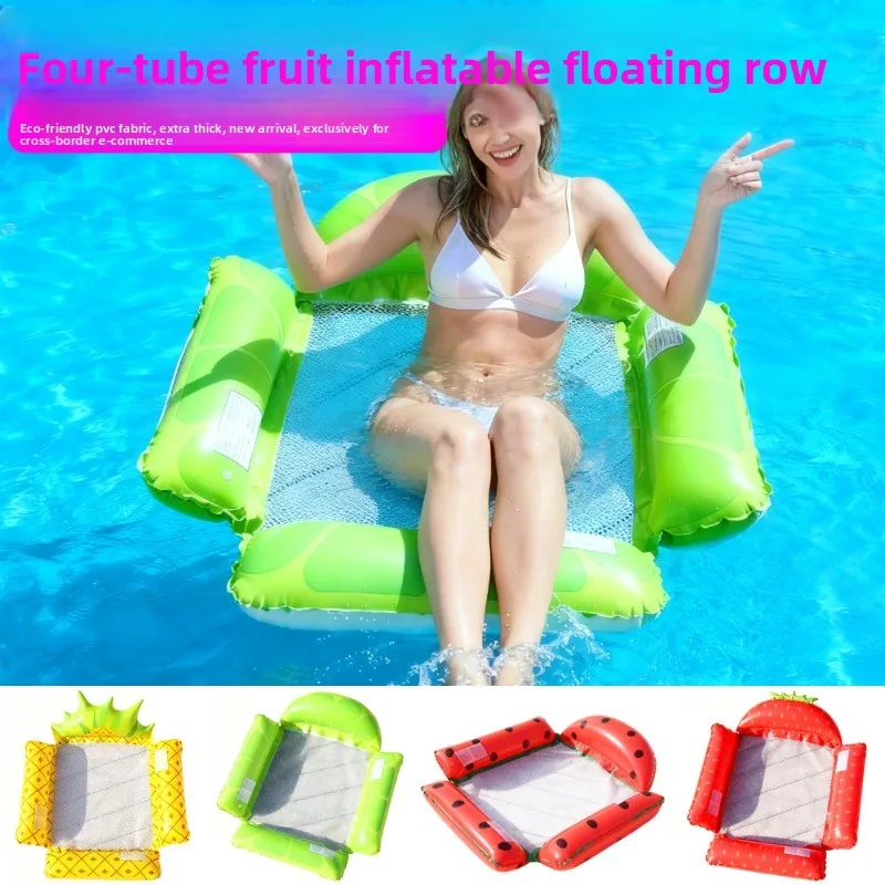 Four-tube Fruit Inflatable Floating Row New, Inflatable Folding Net Water Deck Chair Floating Bed Swimming Pool Toy