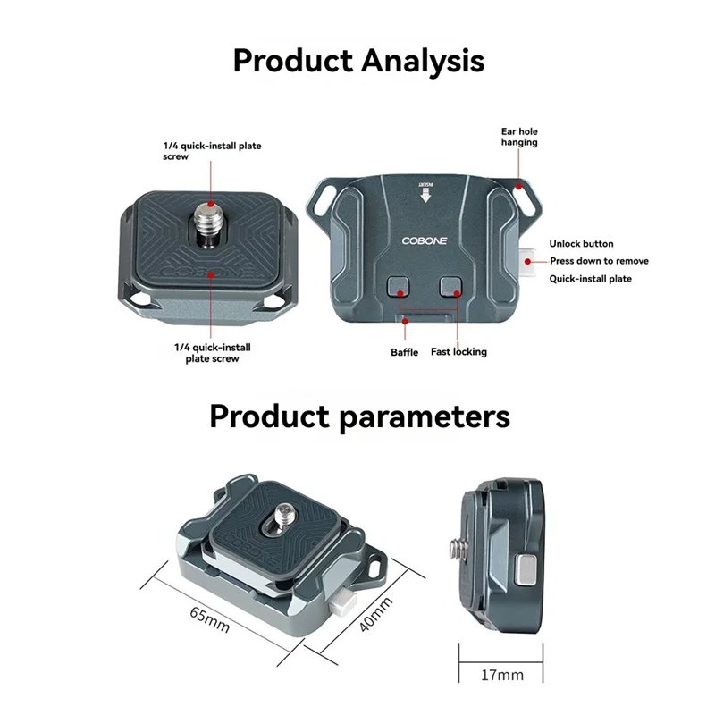 ABKI-Cobone Quick Release Shoulder Strap Base With Quick Disconnect Adapter For Fujifilm Canon Sony Cameras For Fast Release Pla