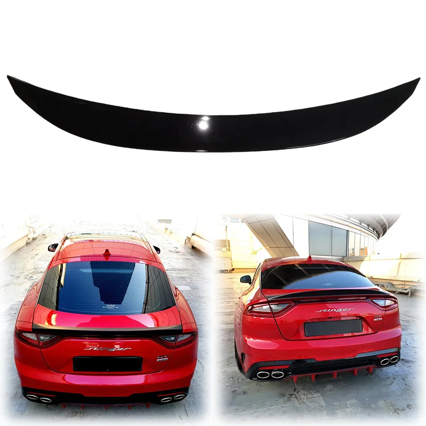 2018 To 2023 For KIA Stinger GT 4 door Car Rear Trunk Mid Spoiler Lip Wing By ABS Bloss Black Carbon Fiber Look Body Kit 