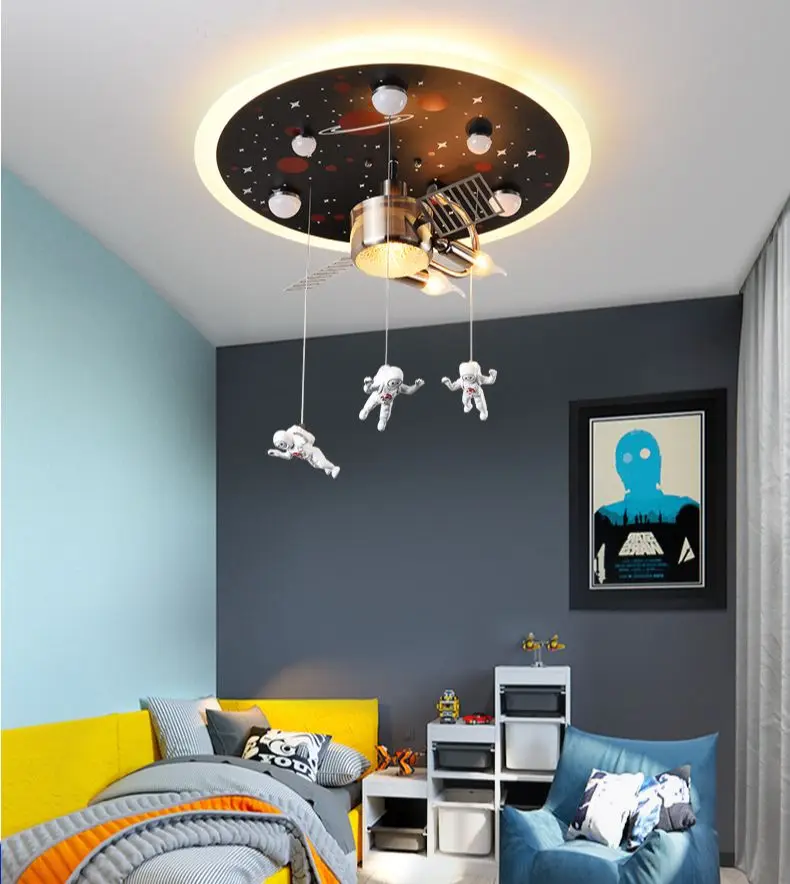 Space Station Cartoon Children's Lamp LED Ceiling Lamp Bedroom Kindergarten Boy Creative Spacecraft Led Lights