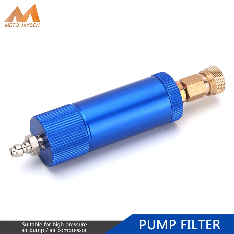 Hand Pump Filter with M10x1 Thread Quick Disconnects PCP Air Compressor Blue Water-Oil Separator Filtering Cotton Element 40Mpa