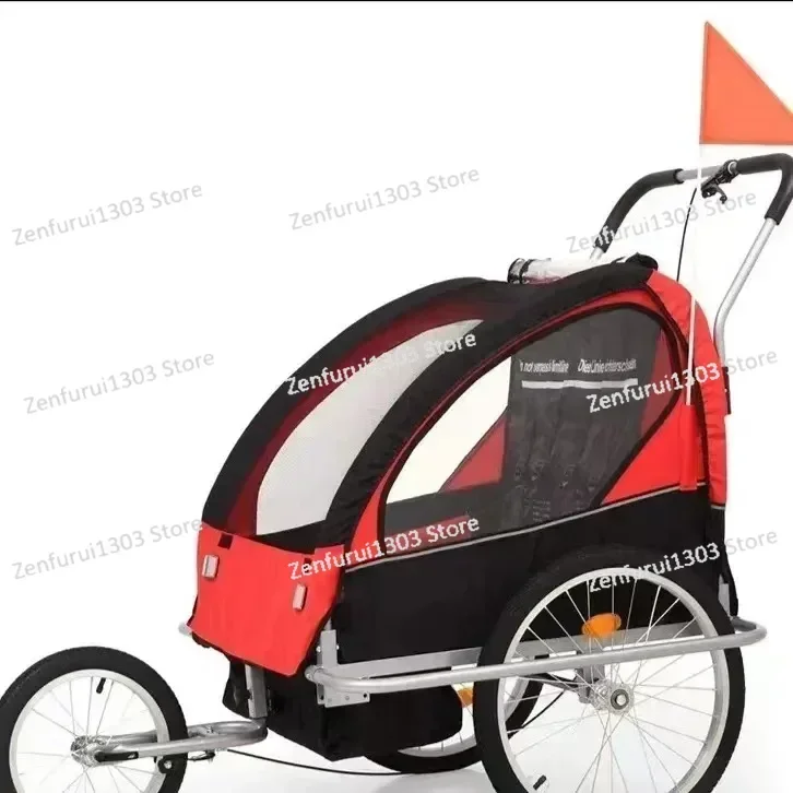 Children Bike Trailer 2 In 1 Kids Jogger Stroller Child Bicycle Trailer Transport Buggy Carrier For 2 Kids