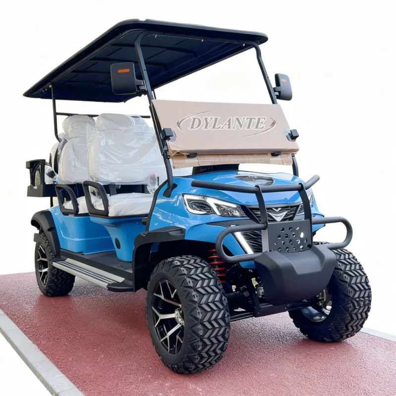 سعر المصنع سعر الخصم 60 فولت نمط حصري عربة جولف كهربائية مع حامل حقيبة جولف 4 + 2 مقعد سيارة صيد صغيرة متعددة الأغراض