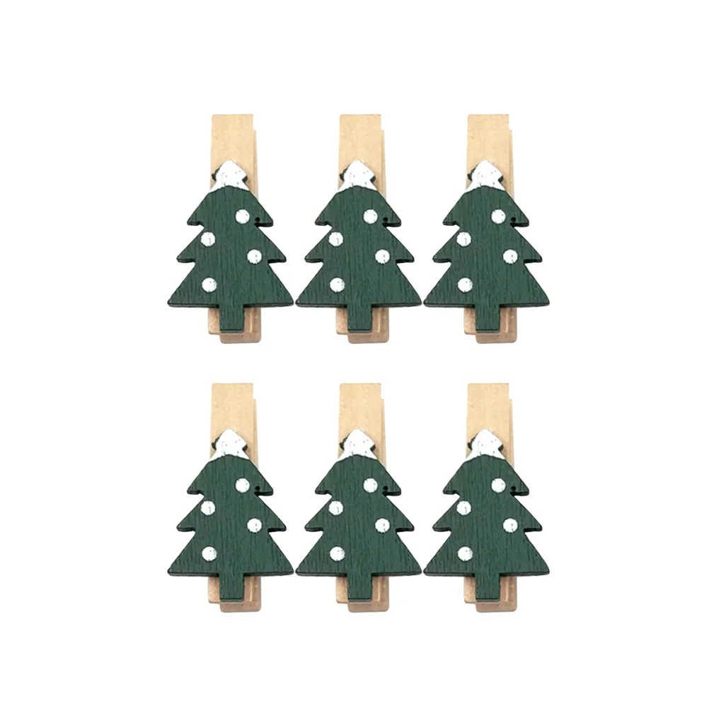 25 Pcs Photos Clips Christmas Party Favors Wrapping Little Clothespins Tree Mini Crafts