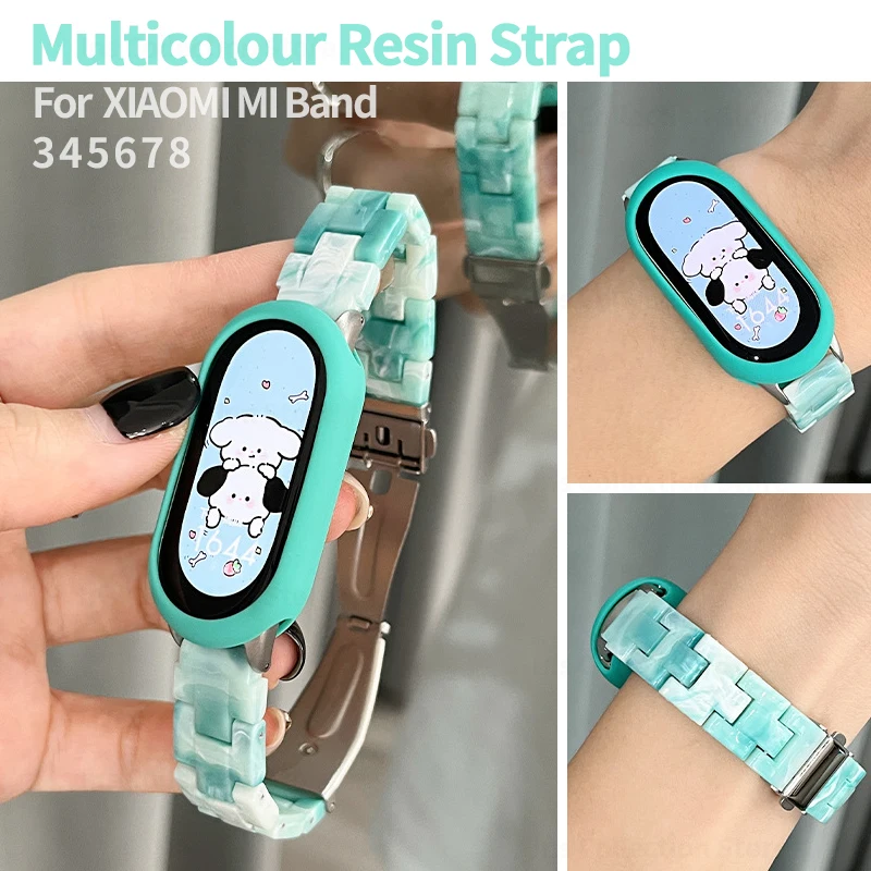 Fashion Resin Strap for Xiaomi Band 8 7 Women Marbling Bracelet for Mi Band 7 6 5 4 3 Replacement Smart Wrist Correa Accessories