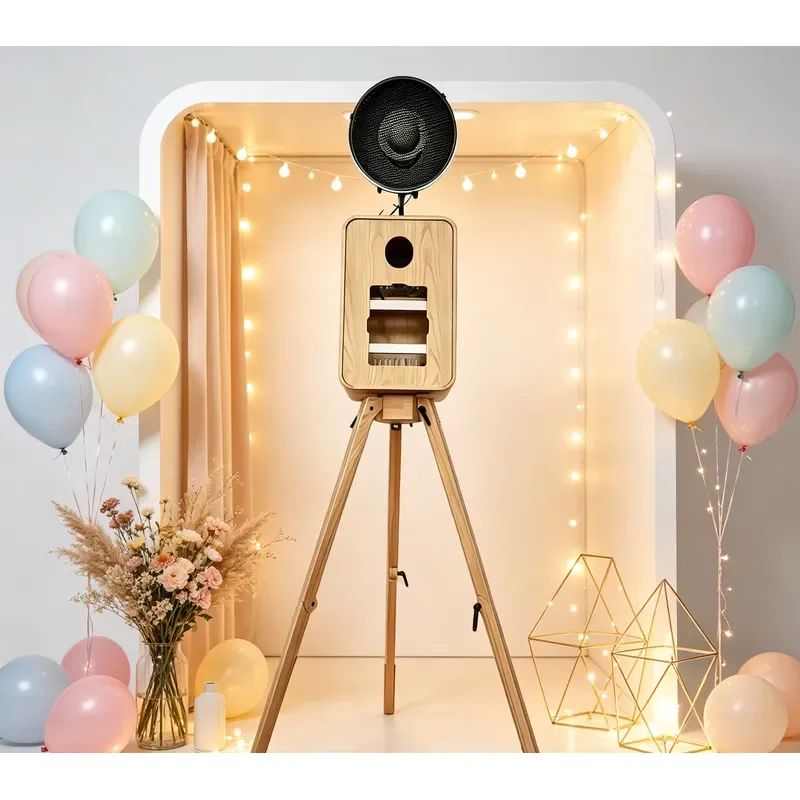 Customized High Quality Portable Compatible iPad Camera Vertical Single-sided Wooden Photo Booth for Friend Party view 5