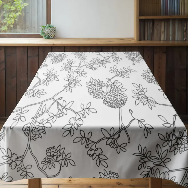 غطاء ديكور لمفرش المائدة بأنماط الأزهار لأثاث غرفة الطعام المنزلية/بطانات الطاولة/الديكور باللون الأبيض #4