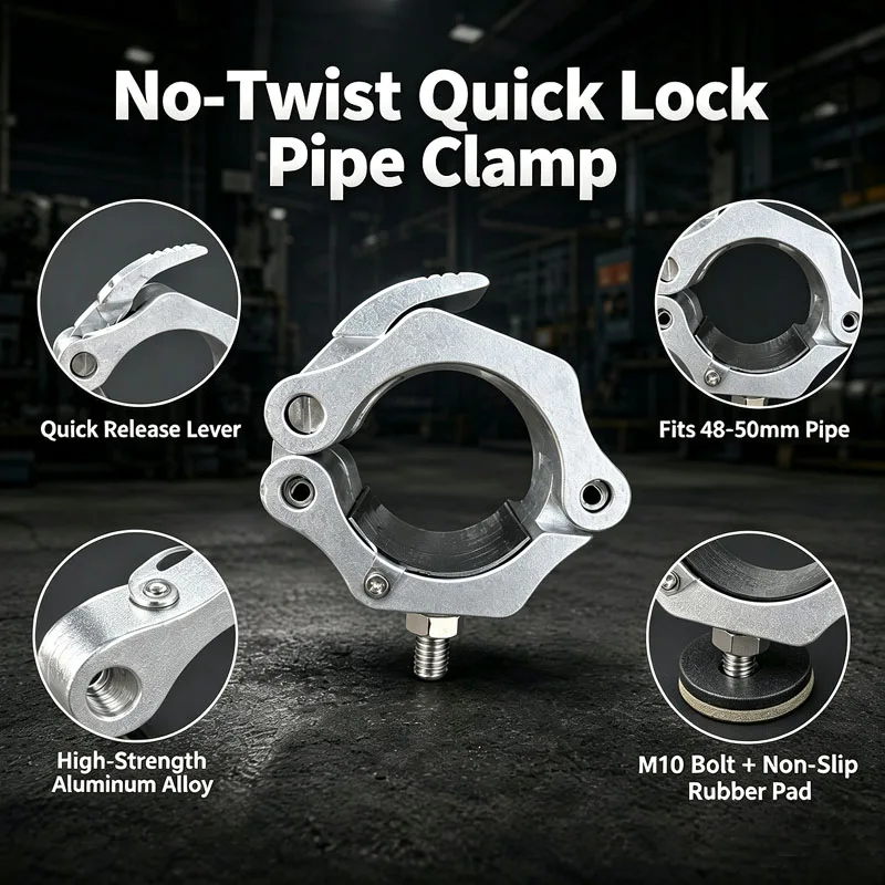 Newly Aluminum Alloy Quick-Lock Stage Truss Clamp – Tool-Free, Bolt-Secured, Quick-Assembly/Disassembly Round Tube Clamp