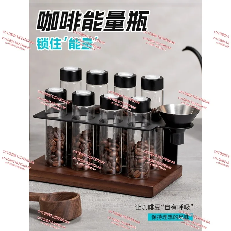 Coffee Bean Storage Tubes 17-22g One-Way Exhaust Valve Spice Tea Containers with Funnel Art Rack Decor