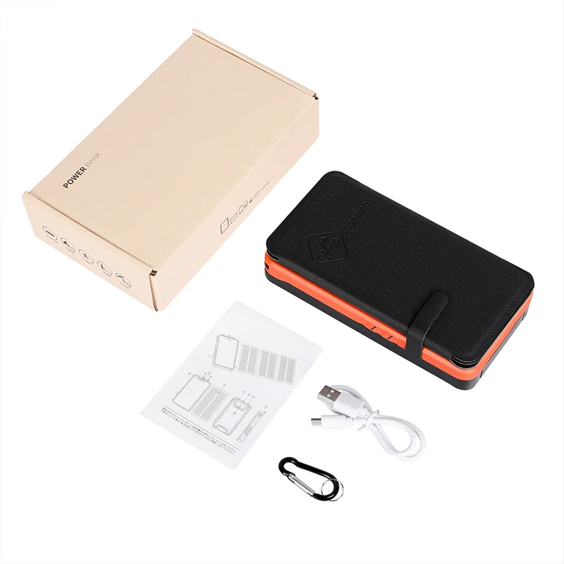 20000mAh Wireless Solar Power Bank with 3 Solar Panel Portable Charger for iPhone 15 Samsung Xiaomi Powerbank with Camping Light