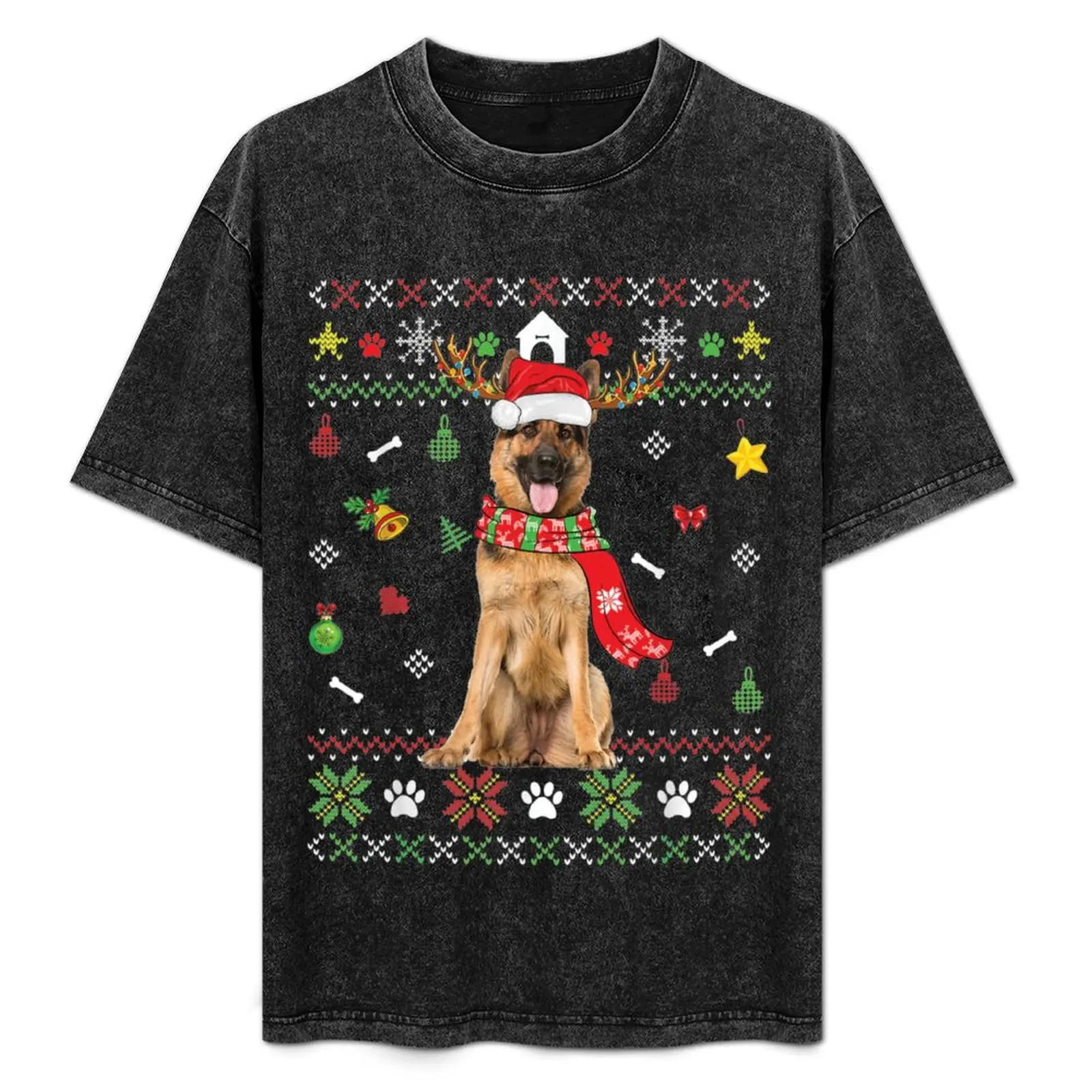 

Ugly Sweater Christmas German Shepherd Dog Puppy Xmas Pajama T-Shirt mens graphic t shirts man t shirt luxury T-Shirt