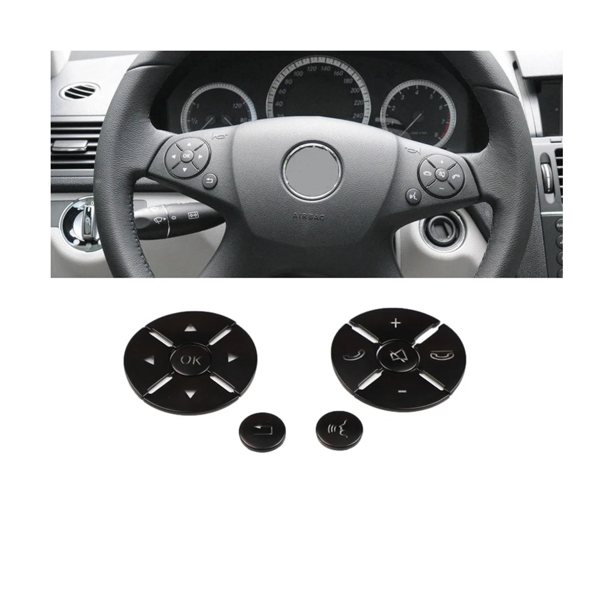 Car Steering Wheel Button Switch Trim Cover Sticker Fit for Mercedes Benz C E S Class W204 W212 W221 GLK X204 C200 C250