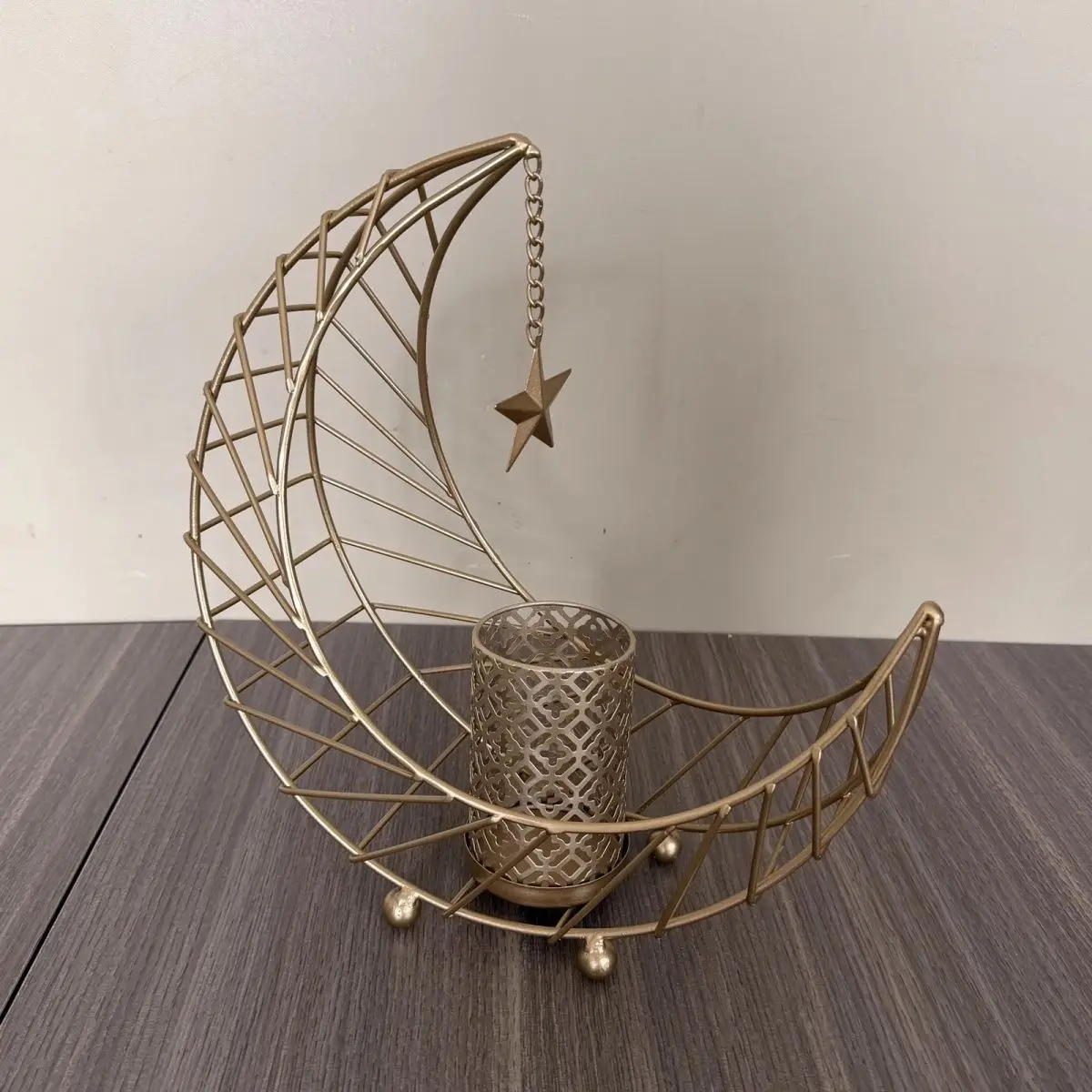 Nordic Style Moon Star Wrought Iron Candle Holder Creative Aromatherapy Tray Wedding Decor Desktop Ornament