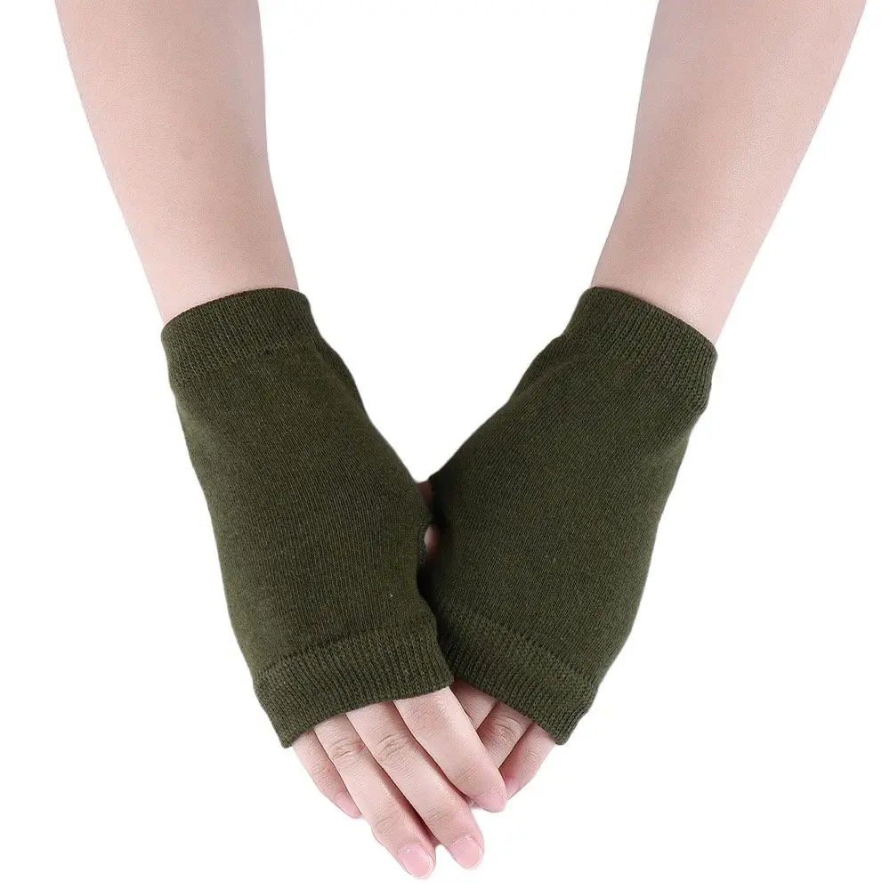 Soft Winter Hand Wrist Arm Solid Color Stretchy Hand Warmer Cycling Gloves Half Finger Gloves Faux Wool Mittens Half Mitten