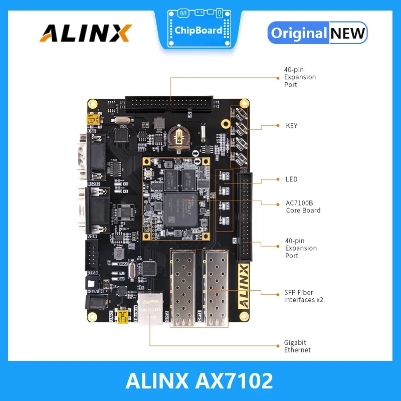 ALINX AX7102: XILINX Artix-7 XC7A100T FPGA Development Board A7 SoMs SFP Gigabit Ethernet VGA Evaluation Board