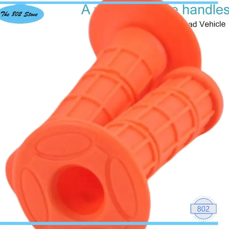 Universal motorcycle flange anti slip grip handle covers pair orange