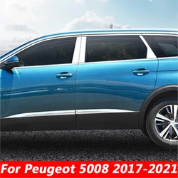 For Peugeot 5008 2017 2018 2019 2020 2021 Car Stainless Steel Middle Central Column PC Window Trim B C Pillar Accessories