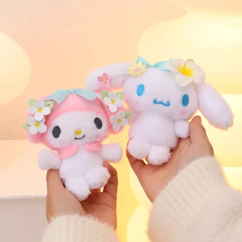 Sanrio Hello Kitty Kuromi Melody Pochacco Cinnamoroll Gefüllte Plüschtiere Anhänger Niedlicher KT Schlüsselanhänger Anime Schlüsselanhänger Weihnachtsgeschenk