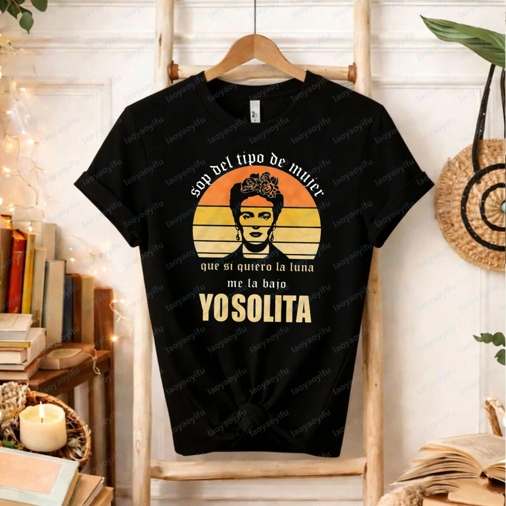 

Frida Khalo Sop Del Tipo De Mujer Que Si Quiero La Luna Me Vintage Retro T-Shirt Frida Khalo Feminist Women Rights Shirt Tops