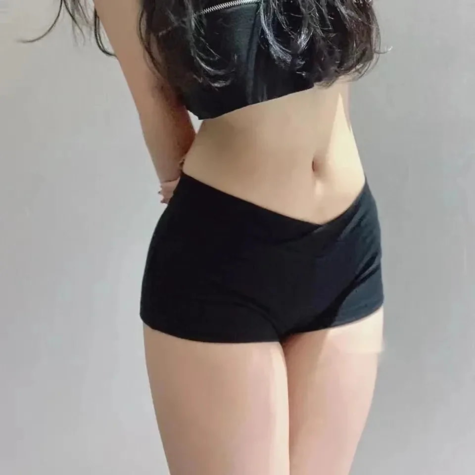 Simple Black Dance Fitness Running Ultra Short Sports Casual Shorts Female Summer Tight Low Waist Sexy Korean