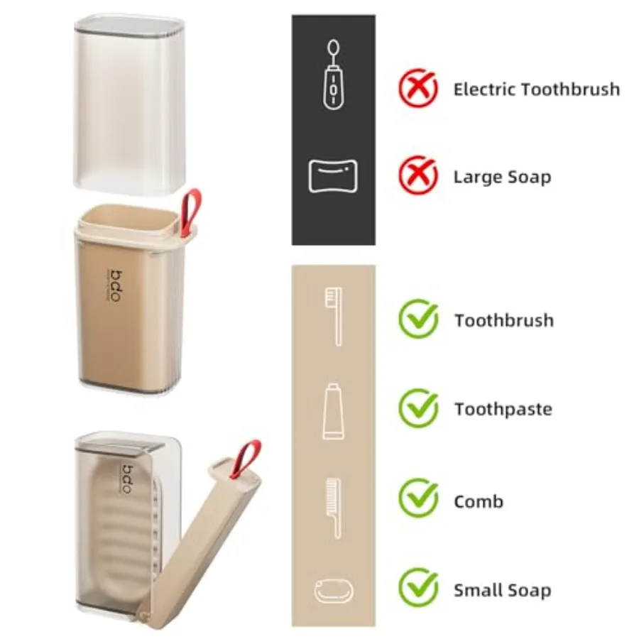 Travel Soap Case Container, Portable Toothbrush Travel Case Dish Tray, 7.88 Inch Toothpaste Traveling Toothbrush Holder Set wit