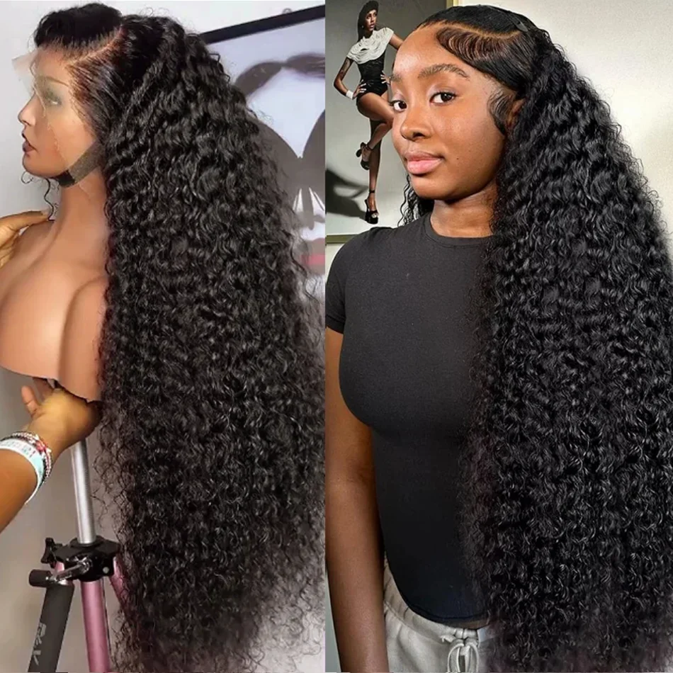 Transparent 250 Density Water Culry Hd Lace Frontal Wig Human Hair 3Inch Deep Wave 13x4 5x5 Glueless Wig Curly For Black Women