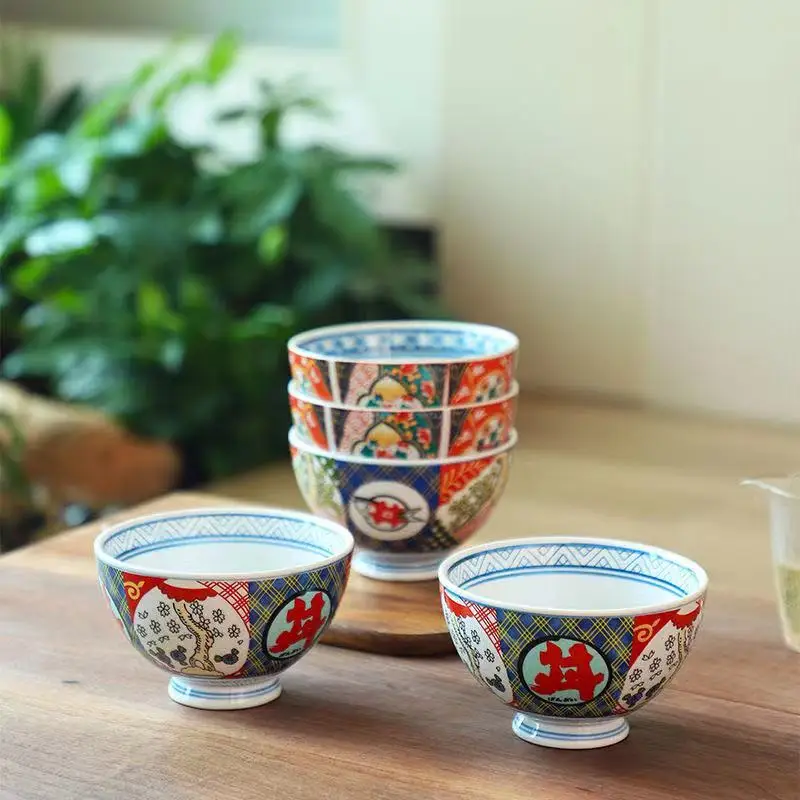 Japanese hand-painted ramen bowl household rice bowl soup basin retro ceramic storage tableware delivery spoon kitchen supplies