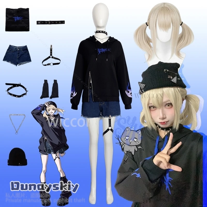 

Anime Game Project Sekai Colorful Stage Cosplay Azusawa Kohane Hip-hop Uniform Jirai Kei Girls Suit Sweatshirt Shorts Halloween