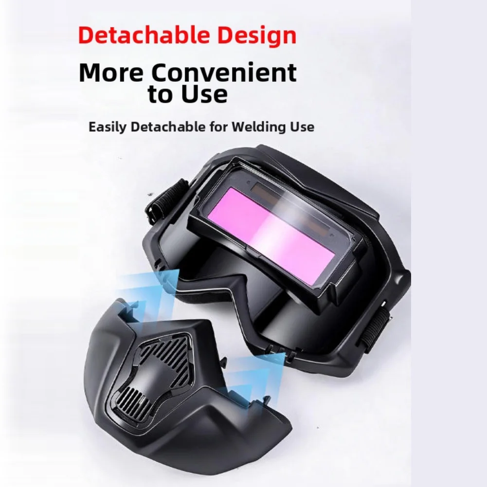 

Сварочная маска с автоматическим затемнением, фильтр для сварочной мастерской с автозатемнением, конструкция из поликарбоната, эластичный регулируемый ремешок на голову