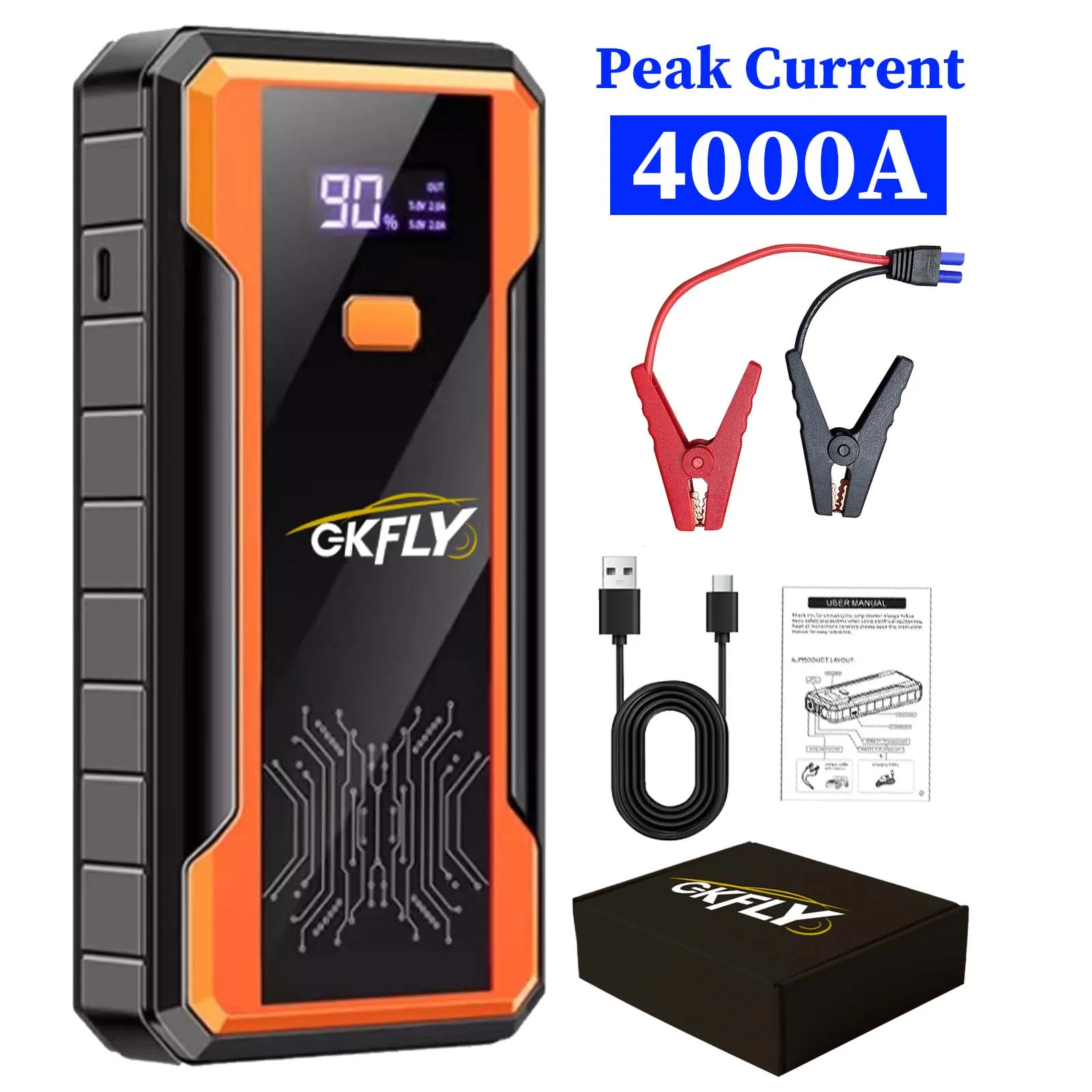 GKFLY Auto Jump Starter 3000A/4000A Draagbare Benzine Diesel Startapparaat 12V Draagbare Power Bank Auto Acculader Buster