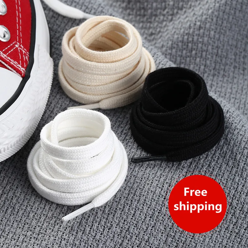 1 paio di lacci per scarpe in tela lacci piatti in cotone di alta qualità per uomo e donna stile corda alta bassa bianca nera