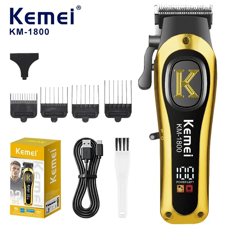 

Профессиональные машинки для стрижки волос Kemei 1800, беспроводные электрические триммеры для мужчин, с ЖК-дисплеем, перезаряжаемый набор для стрижки волос