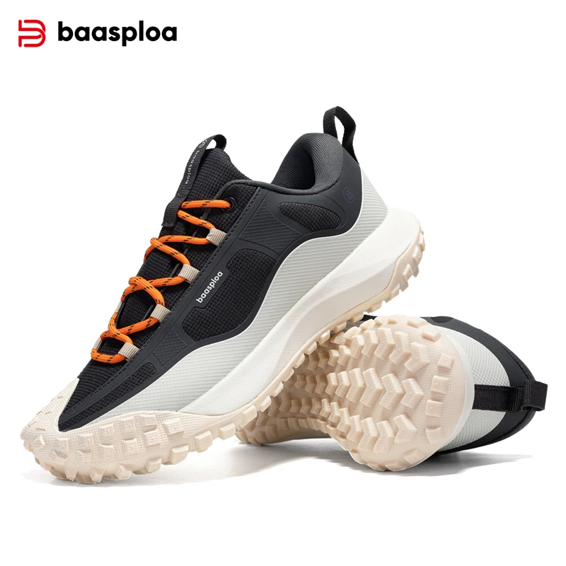 Baasploa New Men Hiking Shoes Anti Splash Water Outdoor Sneakers for Men Comfort Casual Sneakers Male Non-Slip Wear Resistant