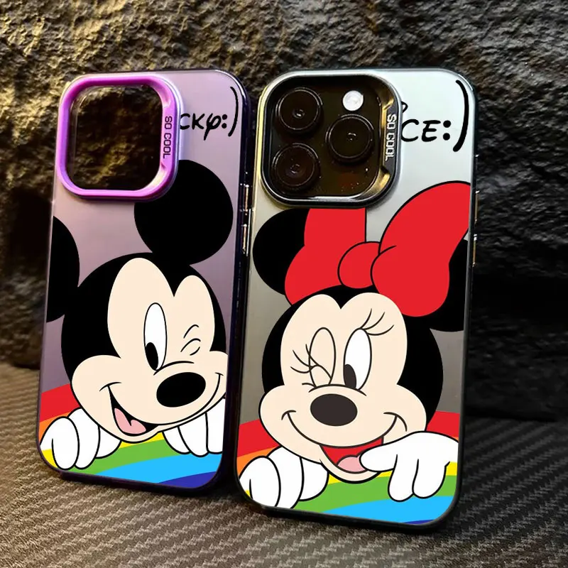 

Противоударный чехол для телефона с Микки и Минни Маусами для iPhone 11 12 13 14 15 16 17 Pro Max 16e 17E 17 Air Plus 13 Mini