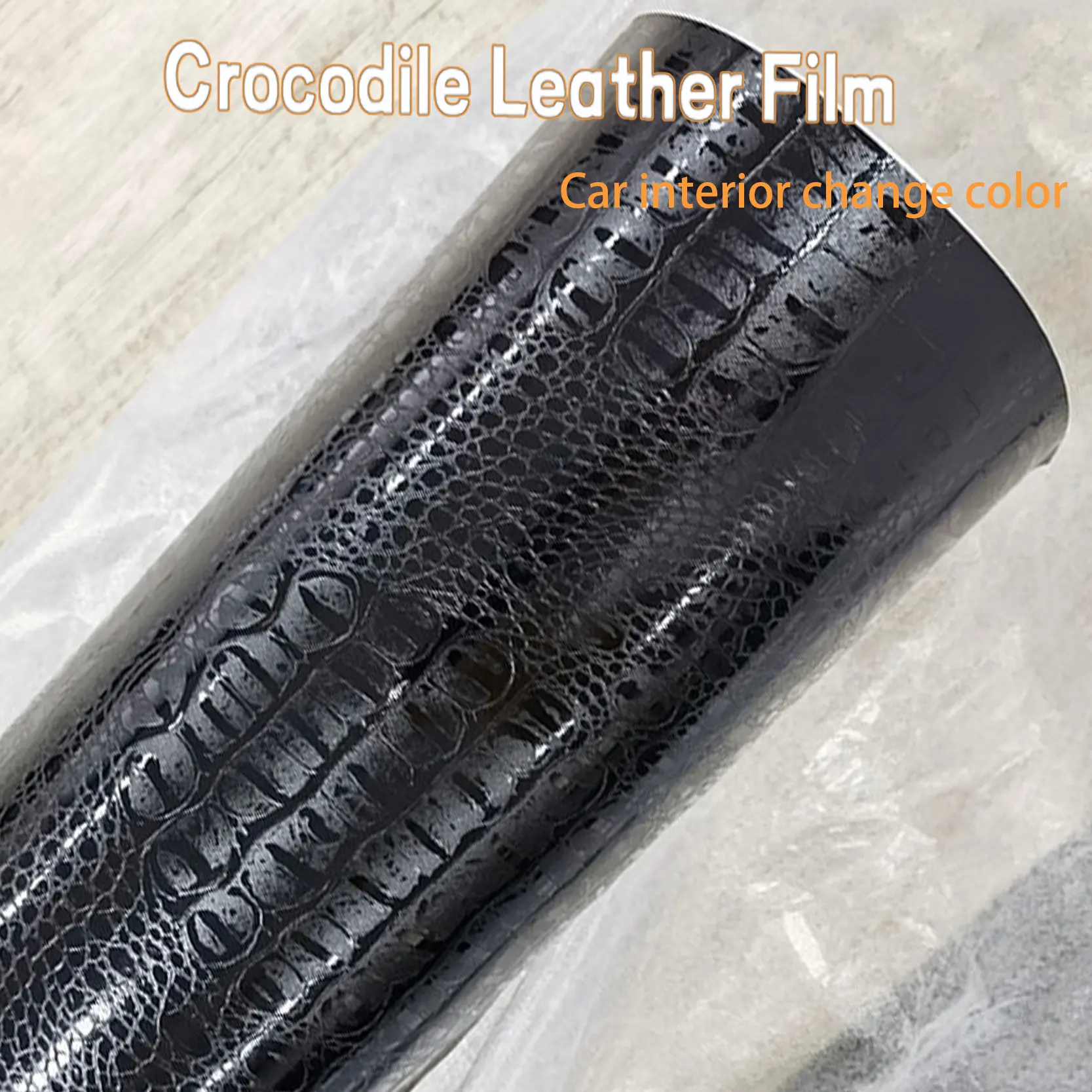 

20/60cm x 152cm Black Alligator Leather Grain Skin Vinyl Crocodile Car Wrap Film Adhesive Auto Interior Sticker Decal