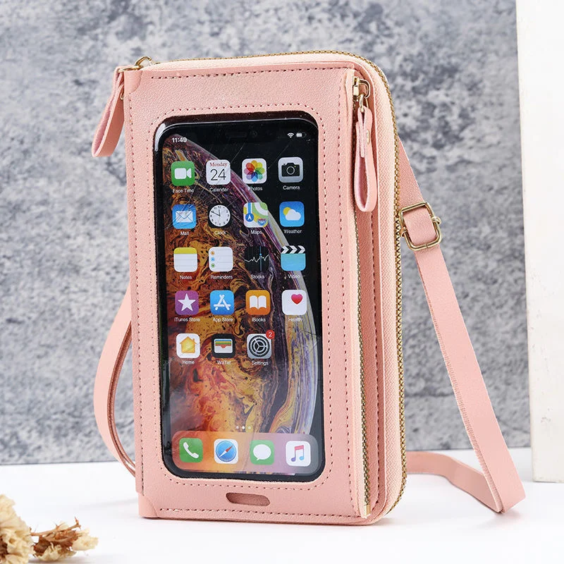 Touch Screen Anti-theft Multifunctional Single Shoulder Bag Women Transparent Mini Wallet Mobile Phone Bag Fresh Sweet Style