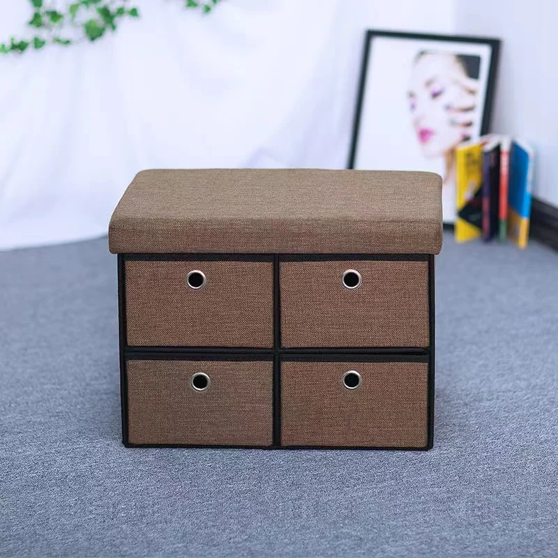 Hot Sale Can Sit Drawer Storage Stool Foldable Multifunctional Storage Box Lazy Sofa Storage Stool Factory Wholesale