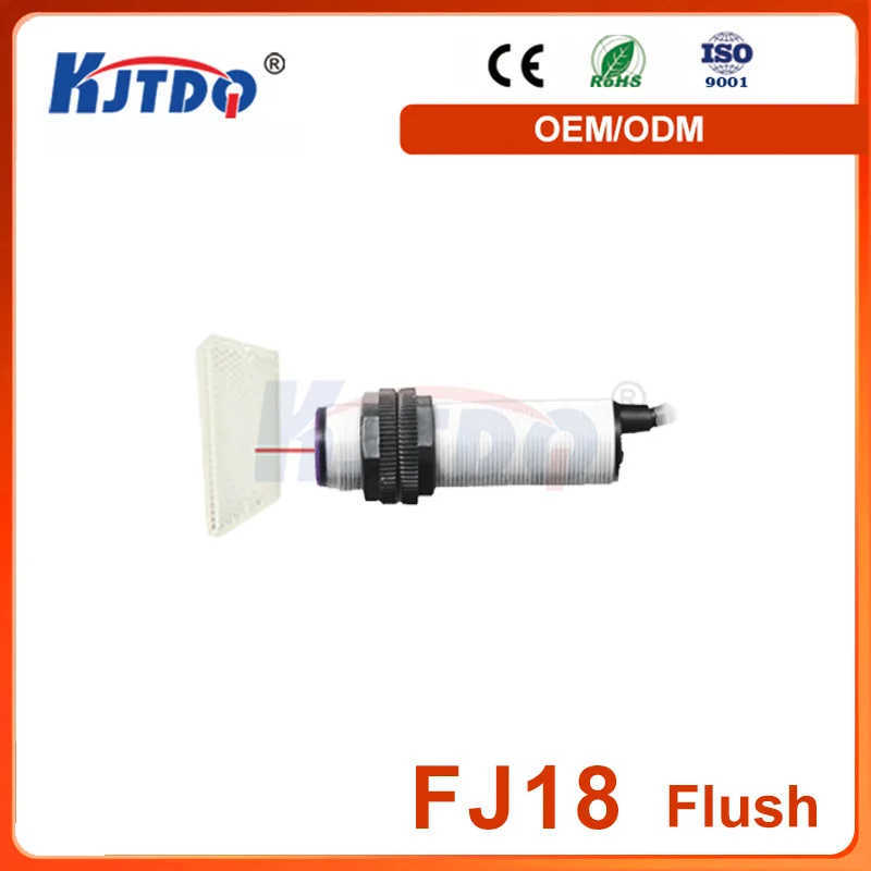 Fj18 Oil-proof NPN PNP Sn 2m 36V Retro Reflective Reflection Photoelectric Proximity Sensor With CE