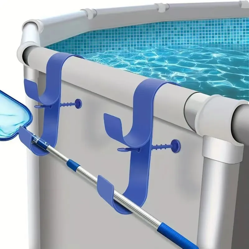 Poolside Pool Leaf Skimmer Net Holder Swimming Pool Pole Hanger Hooks Telescopic Poles Skimmers Leaf Rakes Swimming Accessory