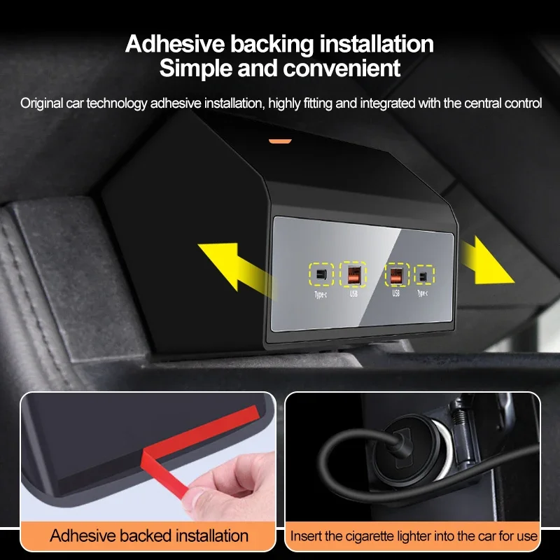 For Toyota Avalon 2019-2023 Car USB Type-C Splitter Smart Expansion Docking Station Quick Charging Cigarette Lighter Conversion
