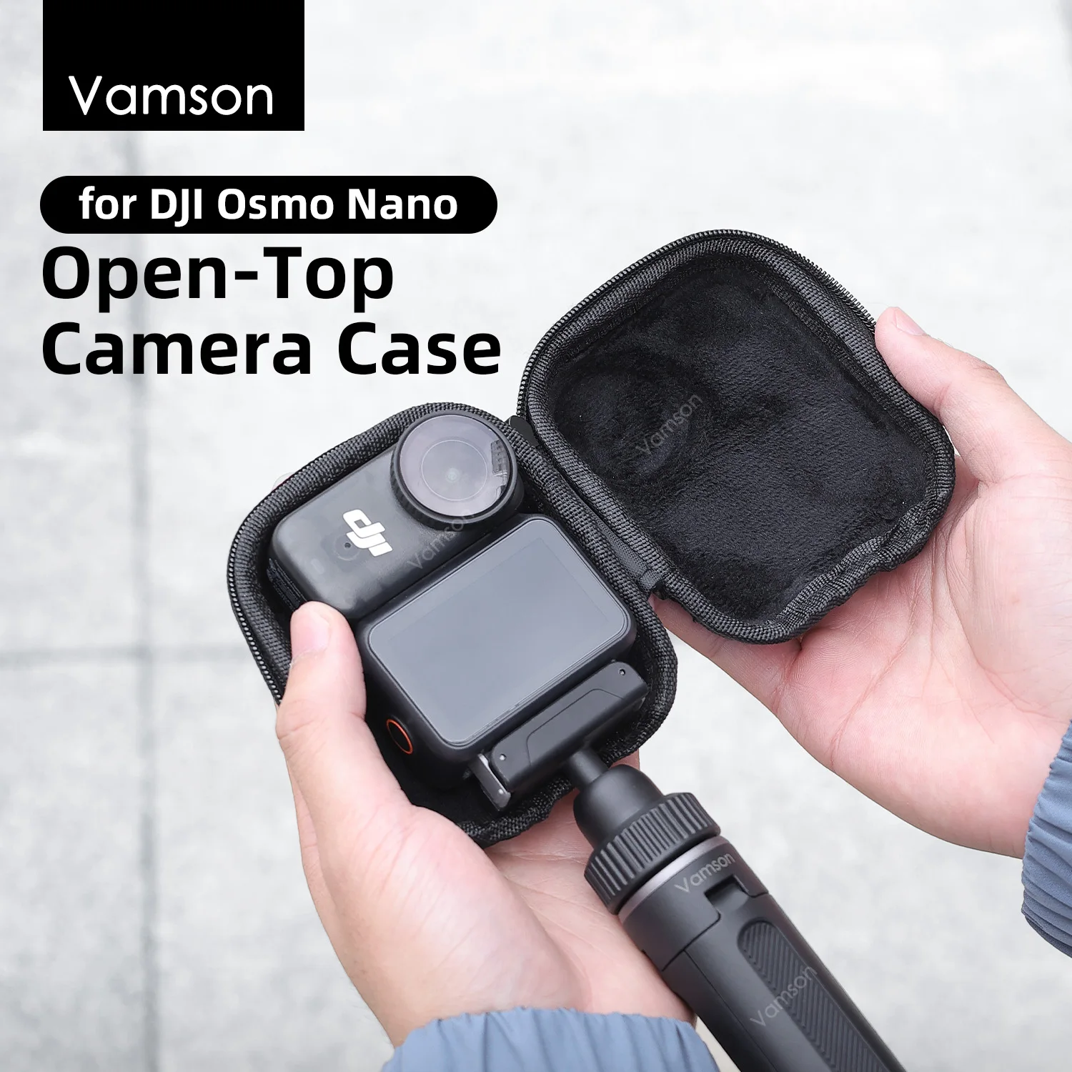 

Vamson for DJI Osmo Nano Half-Open Body Storage Bag Shockproof Pressure Resistant Tripod Selfie Stick Thumb Camera Accessories