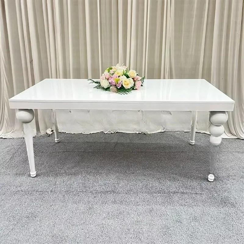 Banquet event white metal gold dining table stainless steel wedding